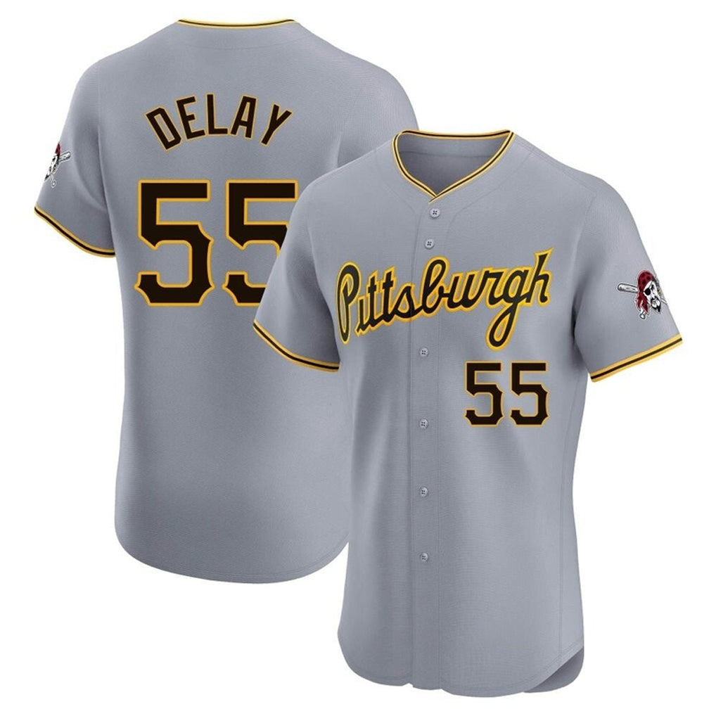 Jamed P.Pirates #55 Jason Delay Player Gray Road Home Limited Elite Stitched Jerseys