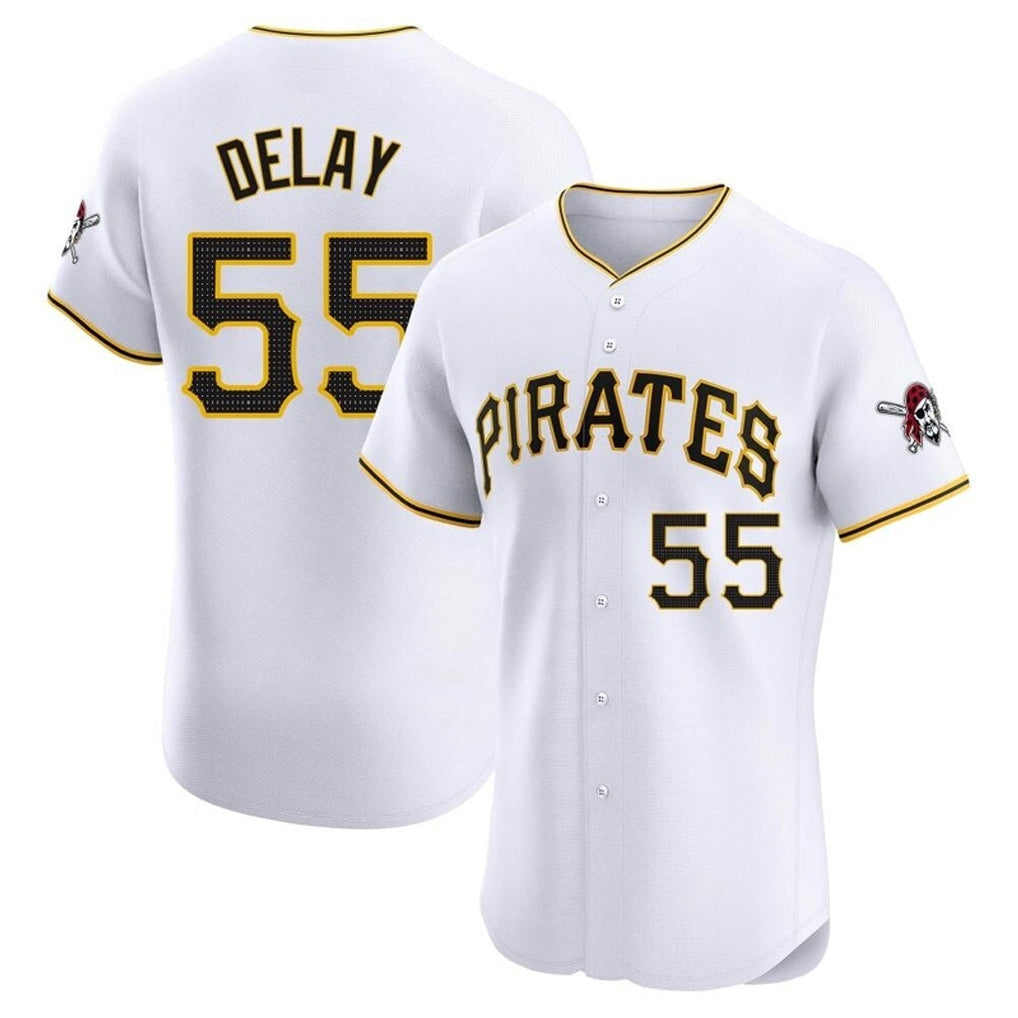 Jamed P.Pirates #55 Jason Delay Player White Home Limited Elite Stitched Jerseys