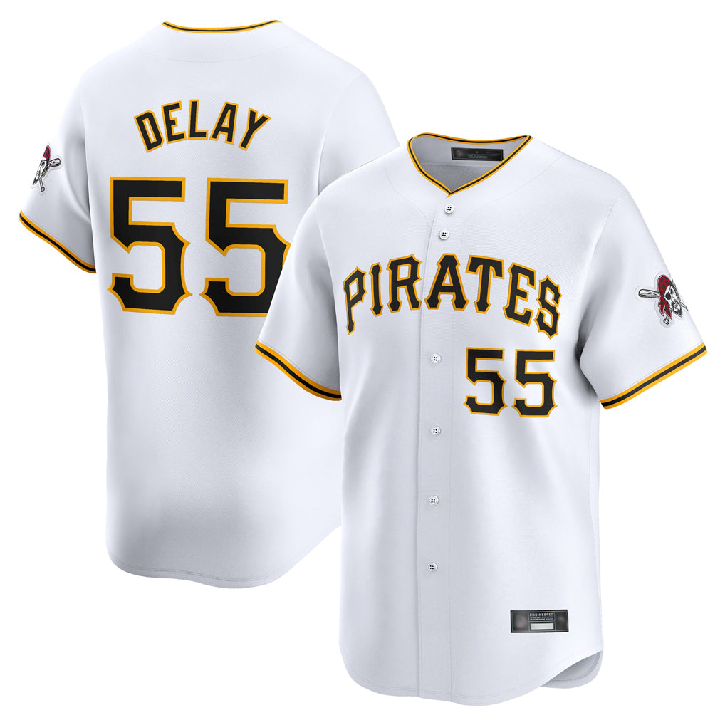 Jamed P.Pirates #55 Jason Delay Player White Home Limited Stitched Jerseys