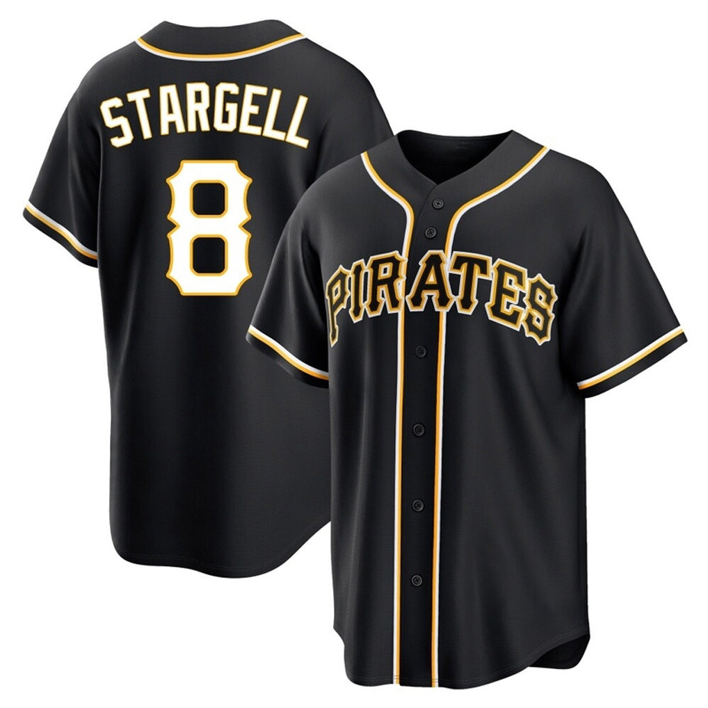 Jamed P.Pirates #8 Willie Stargell Player Black Fashion Out Home Game Stitched Jerseys