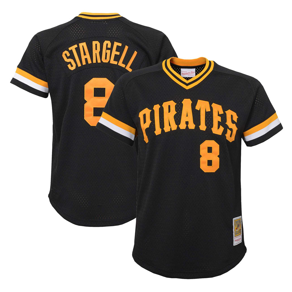 Jamed P.Pirates #8 Willie Stargell Player Black Mitchell & Ness Black Cooperstown Collection Mesh Batting Limited Stitched Jerseys
