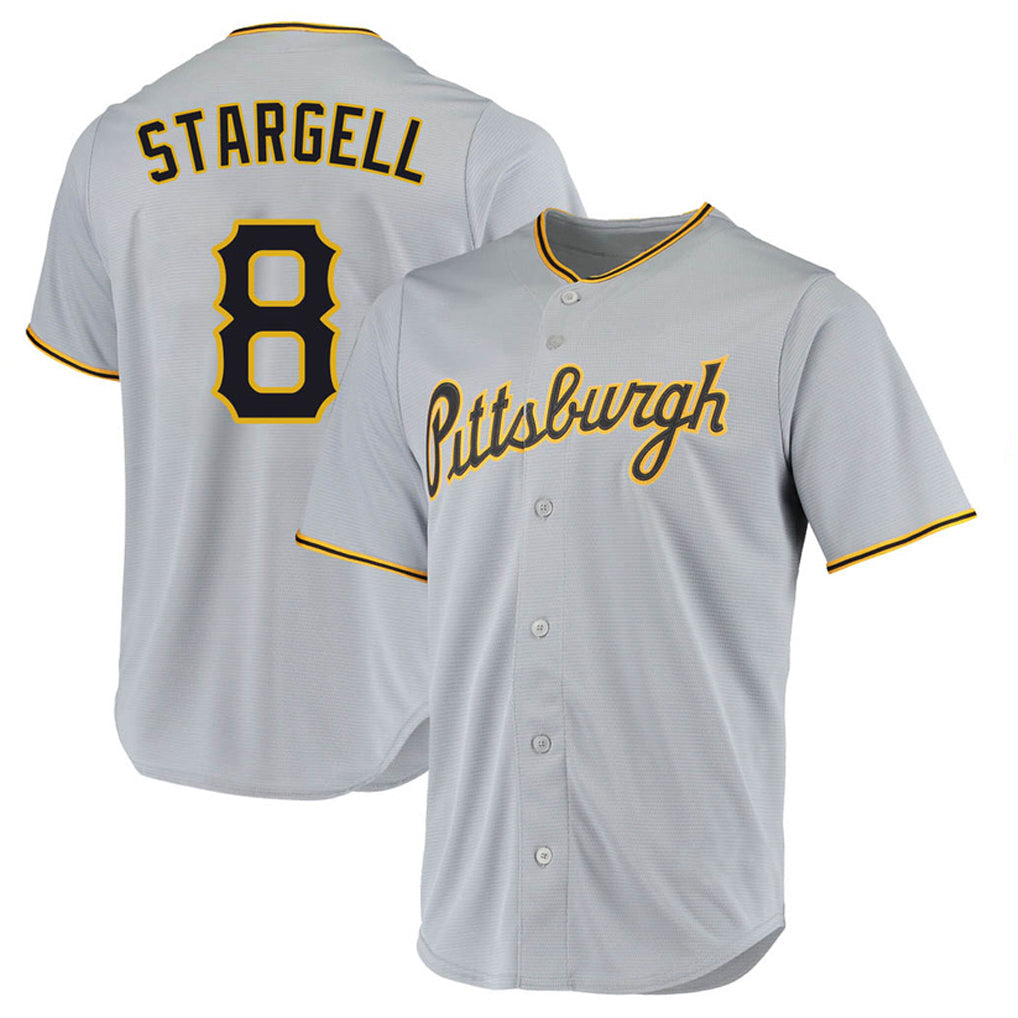 Jamed P.Pirates #8 Willie Stargell Player Gray Road Home Game Stitched Jerseys