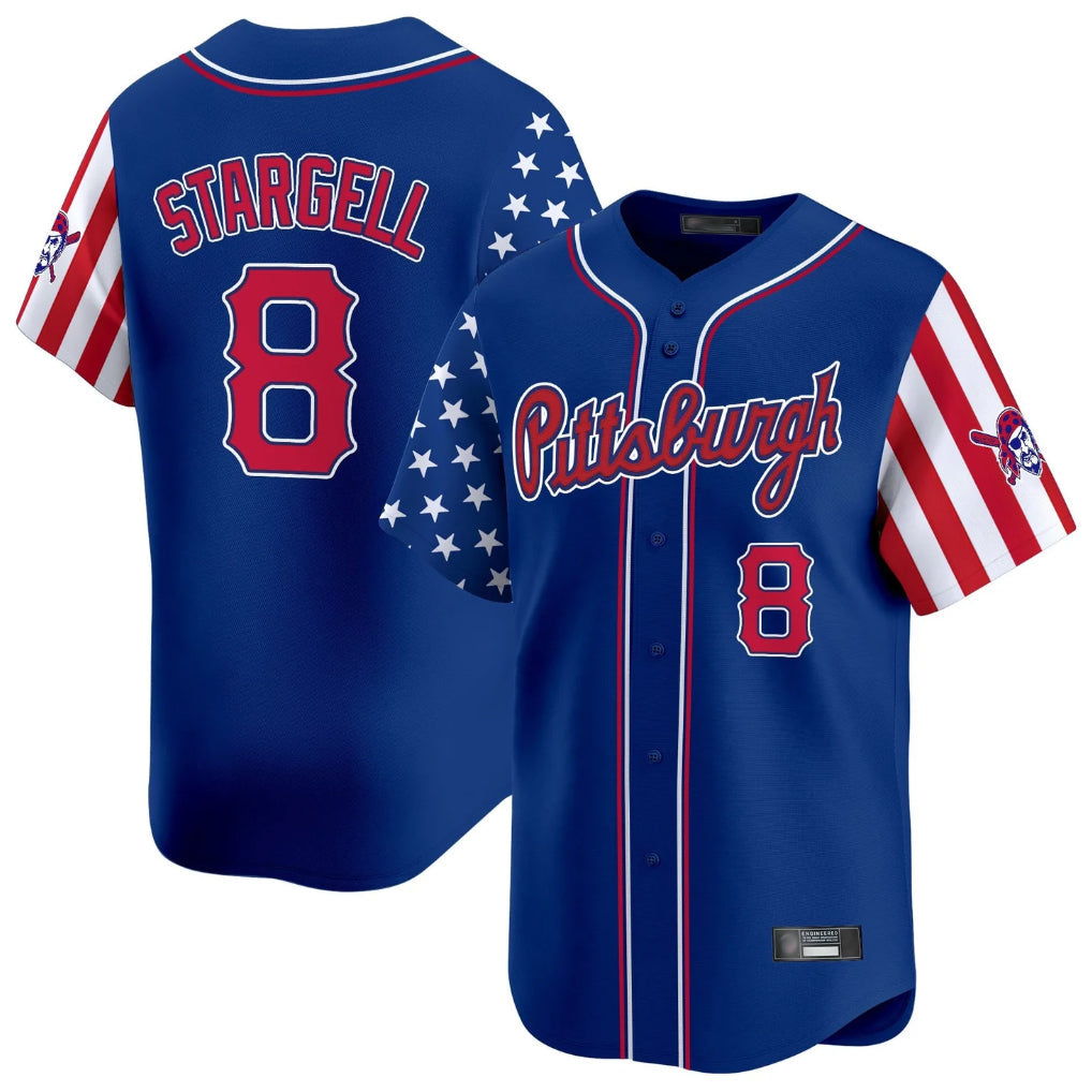 Jamed P.Pirates #8 Willie Stargell Player Royal 2025 Independence Day Vapor Premier Limited Stitched Jerseys