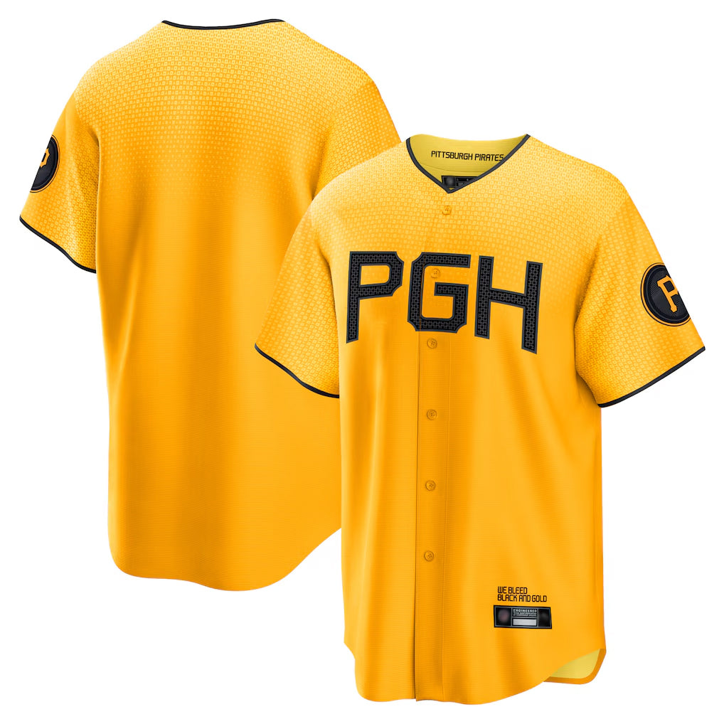 Jamed P.Pirates Blank Player Gold City Connect Home Game Stitched Jerseys
