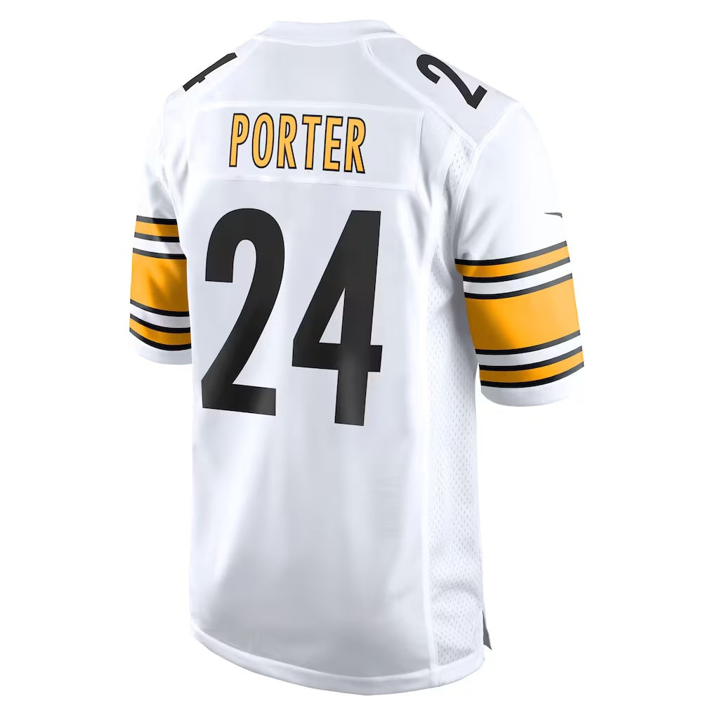 Jamed P.Steelers #24 Joey Porter Jr. White Away Game Jerseys
