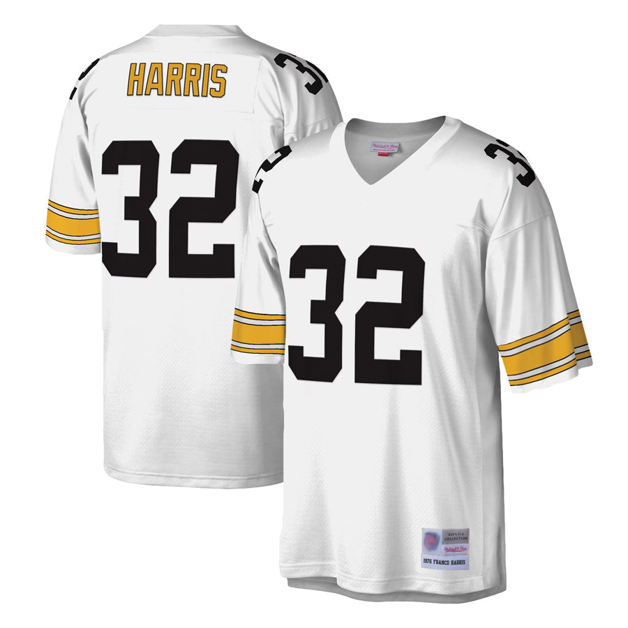 Jamed P.Steelers #32 Franco Harris Player Mitchell & Ness White Legacy Replica Stitched Jerseys