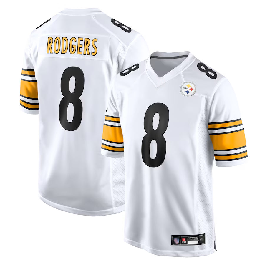 Jamed P.Steelers #8 Aaron Rodgers Player White Replica Game Stitched Jerseys