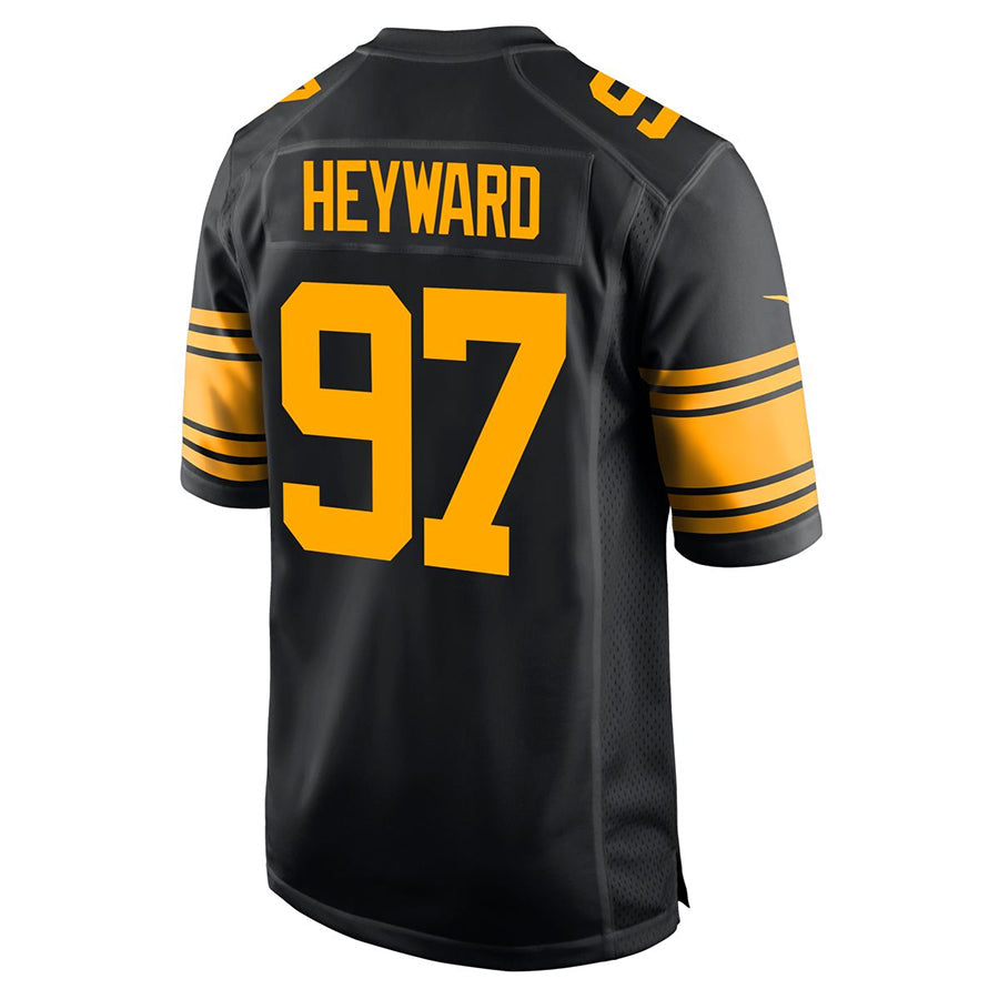Jamed P.Steelers #97 Cameron Heyward Player Black Home Replica Stitched Jerseys