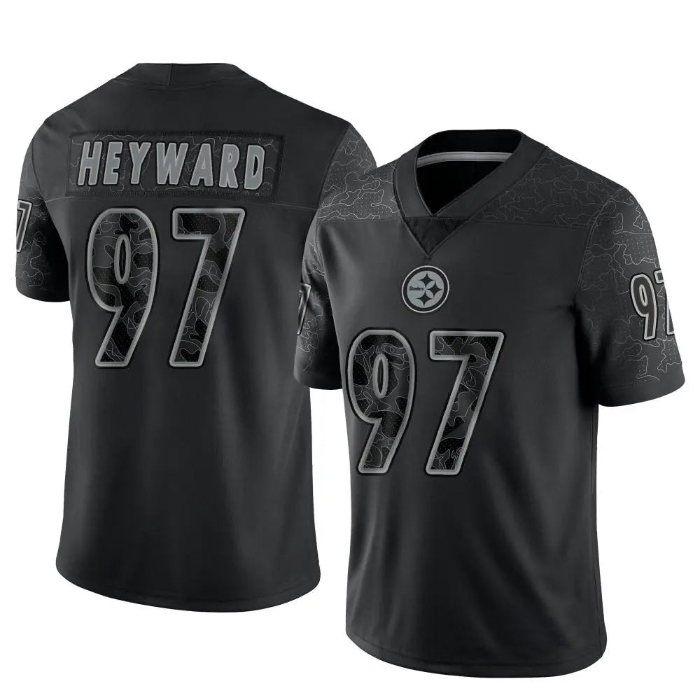 Jamed P.Steelers #97 Cameron Heyward Player Black Limited Reflective Stitched Jerseys
