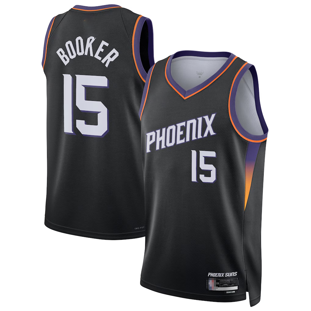 Jamed P.Suns #15 Devin Booker Black Swingman Jerseys - Statement Edition