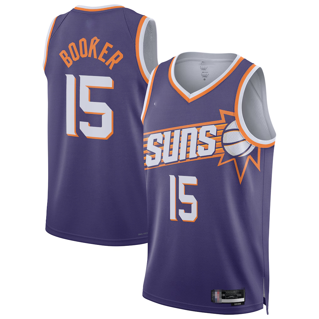 Jamed P.Suns #15 Devin Booker Purple Swingman Player Jerseys - Icon Edition