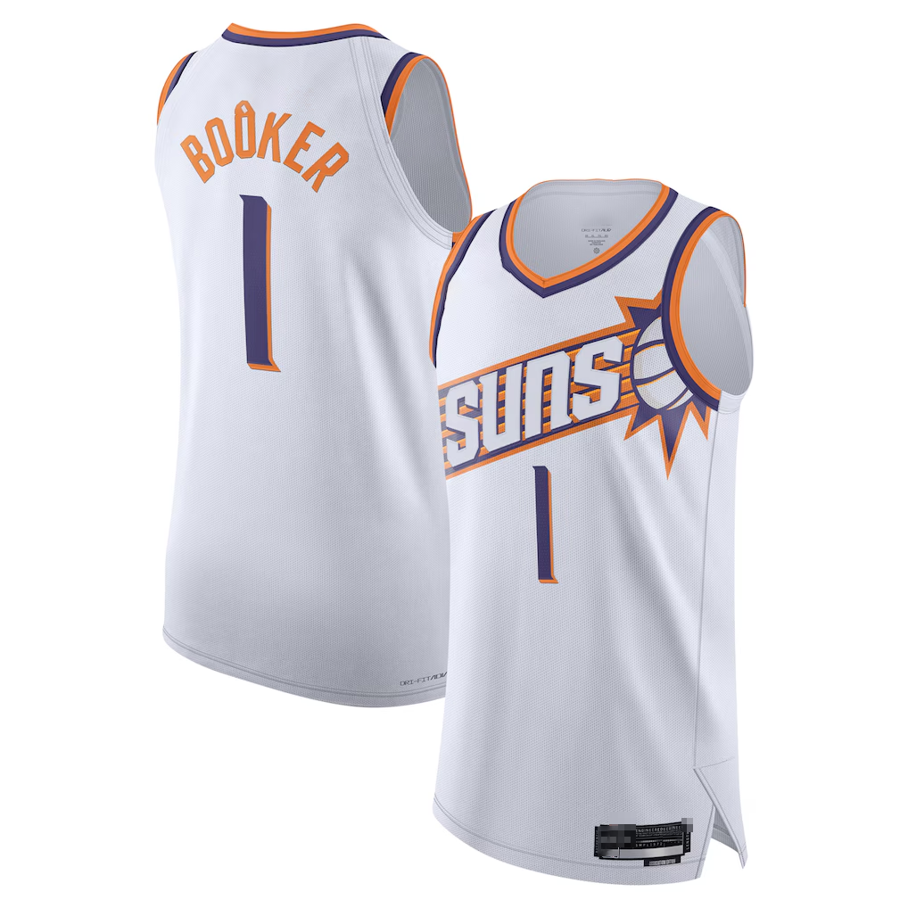 Jamed P.Suns #1 Devin Booker White Authentic Jerseys - Association Edition