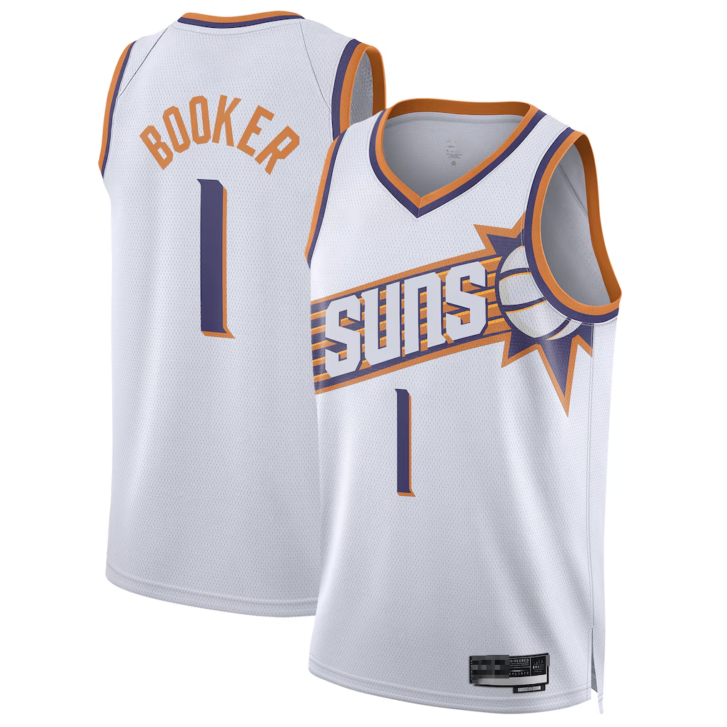Jamed P.Suns #1 Devin Booker White Swingman Jerseys - Association Edition