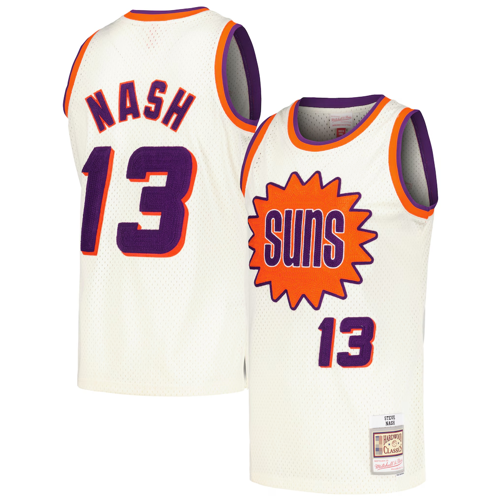 Jamed P.Sunss #13 Steve Nash Mitchell & Ness Cream Chainstitch Swingman Jerseys