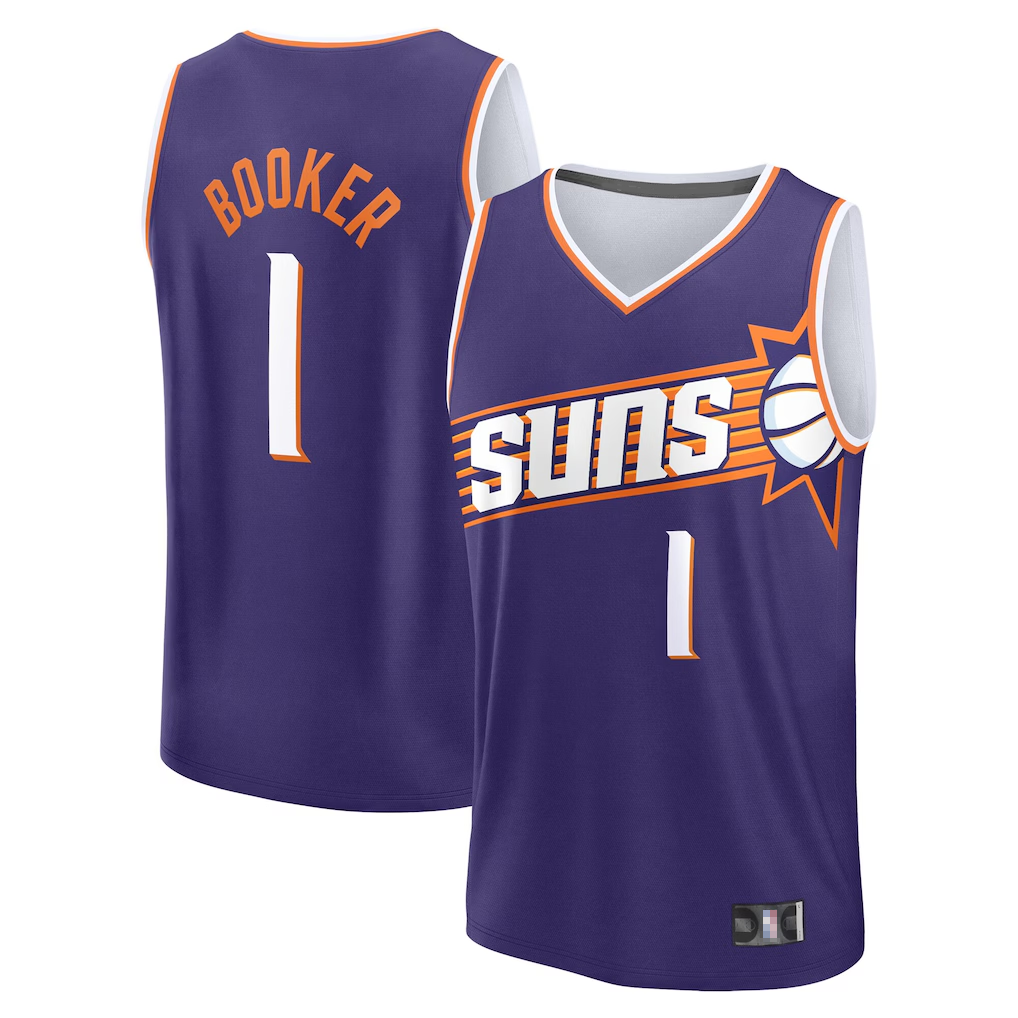 Jamed P.Sunss #1 Devin Booker Fanatics Purple Big & Tall Fast Break Jerseys - Icon Edition
