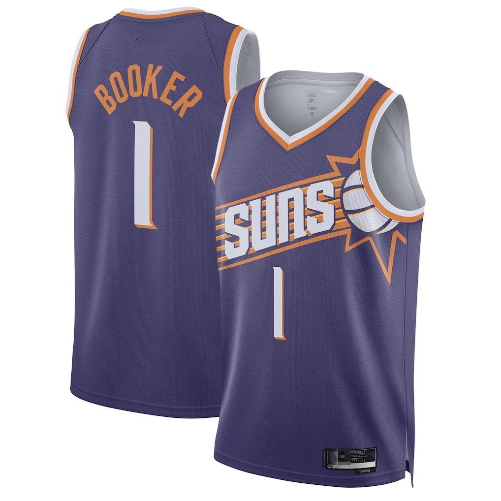 Jamed P.Sunss #1 Devin Booker Purple Swingman Jerseys - Icon Edition