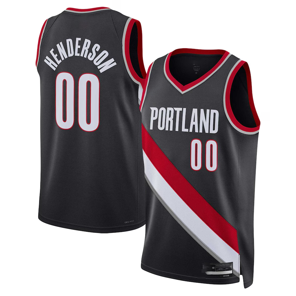 Jamed PT.Blazers #00 Scoot Henderson Black 2023 NBA Draft Swingman Jerseys - Icon Edition
