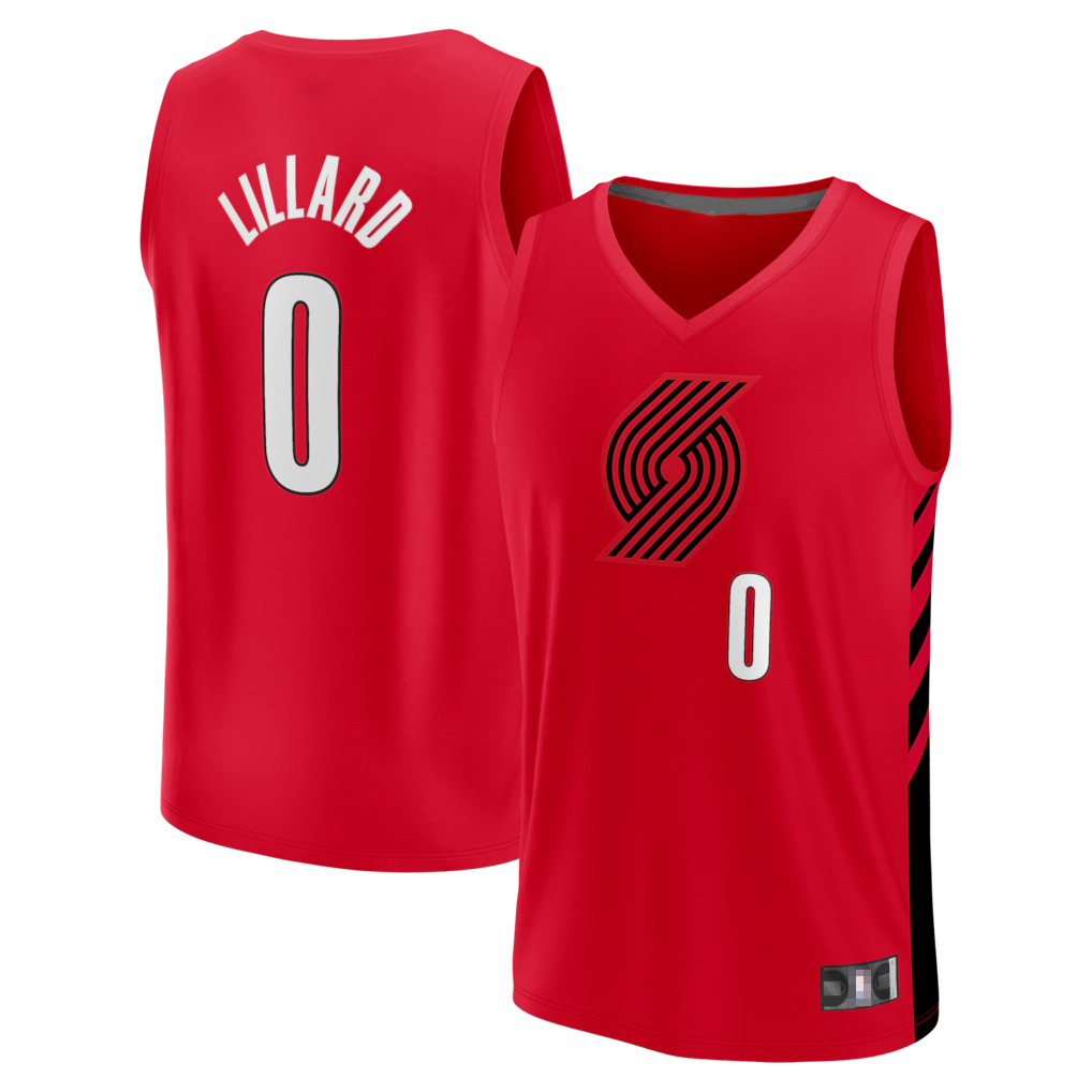 Jamed PT.Blazers #0 Damian Lillard Fanatics Red Fast Break Replica Jerseys - Statement Edition