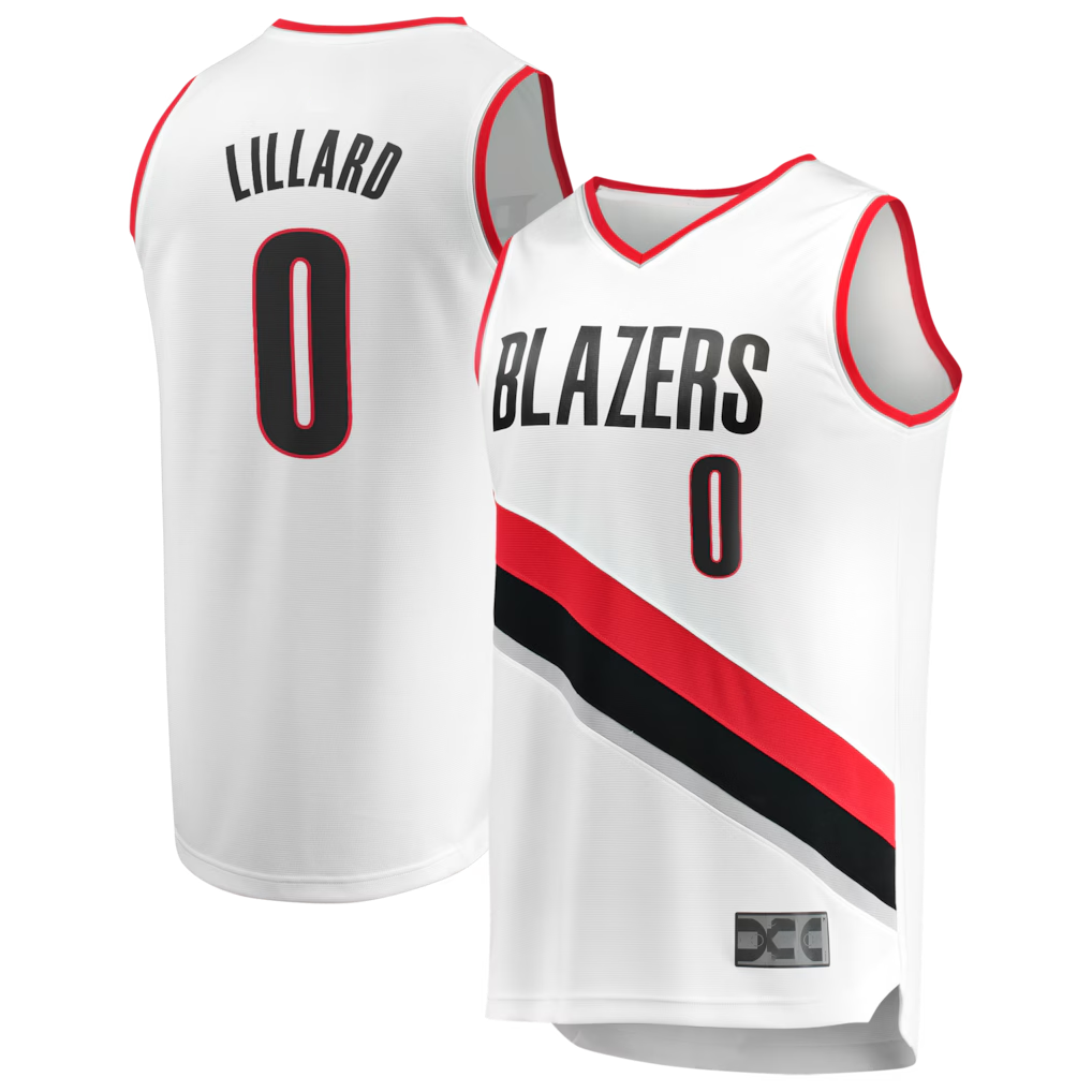 Jamed PT.Blazers #0 Damian Lillard Fanatics White Fast Break Replica Jerseys - Association Edition