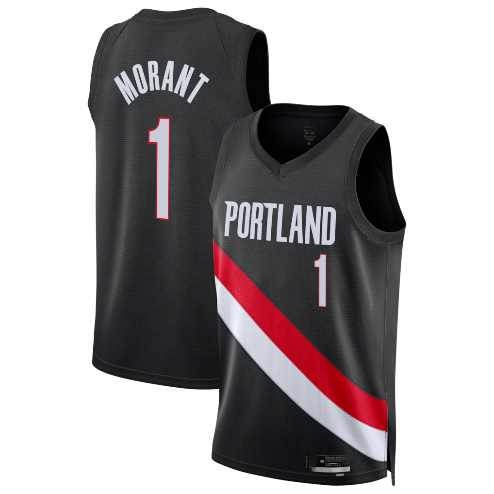 Jamed PT.Blazers #1 Ja Morant Black Swingman Jerseys - Icon Edition