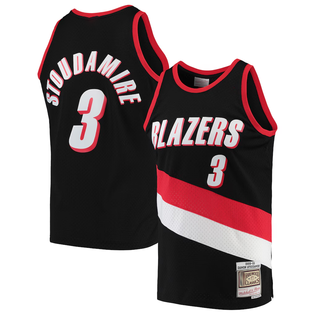 Jamed PT.Blazers #3 Damon Stoudamire Mitchell & Ness Black 1999-2000 Hardwood Classics Swingman Jerseys