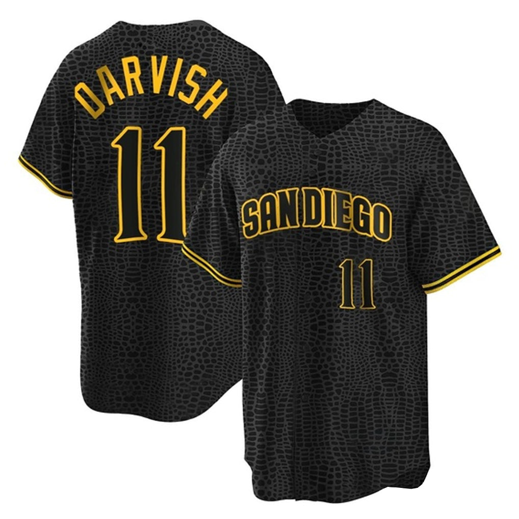 Jamed S.Diego Padres #11 Yu Darvish Player Black Snake Skin City Home Game Stitched Jerseys