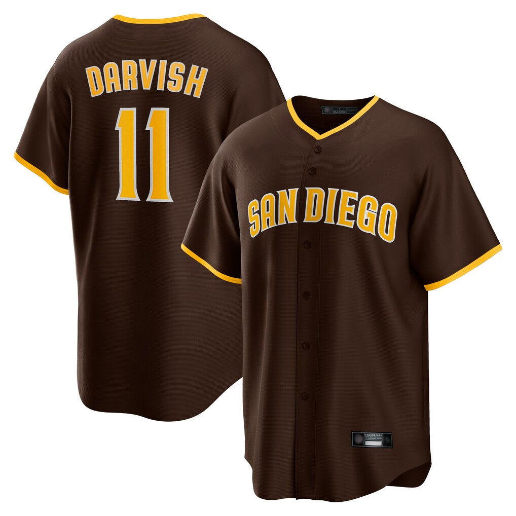 Jamed S.Diego Padres #11 Yu Darvish Player Brown Alternate Replica Game Stitched Jerseys