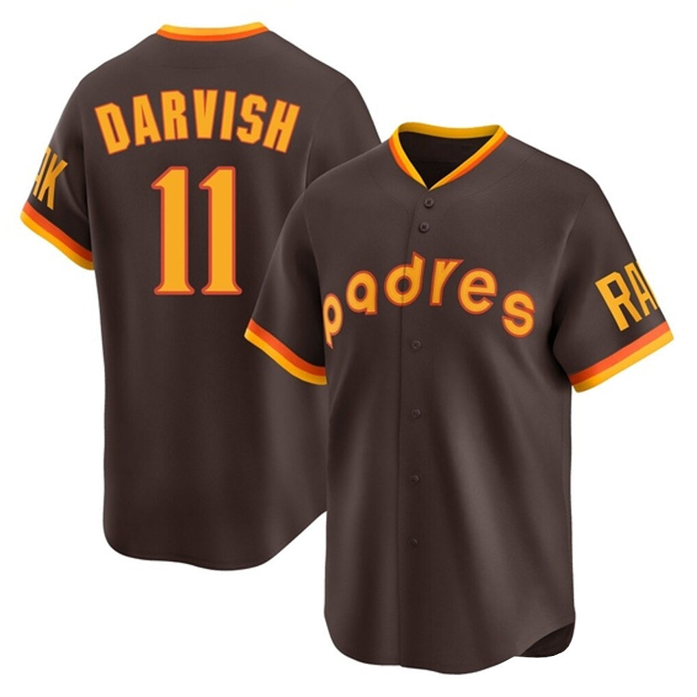 Jamed S.Diego Padres #11 Yu Darvish Player Brown Home Cooperstown Collection Replica Game Stitched Jerseys