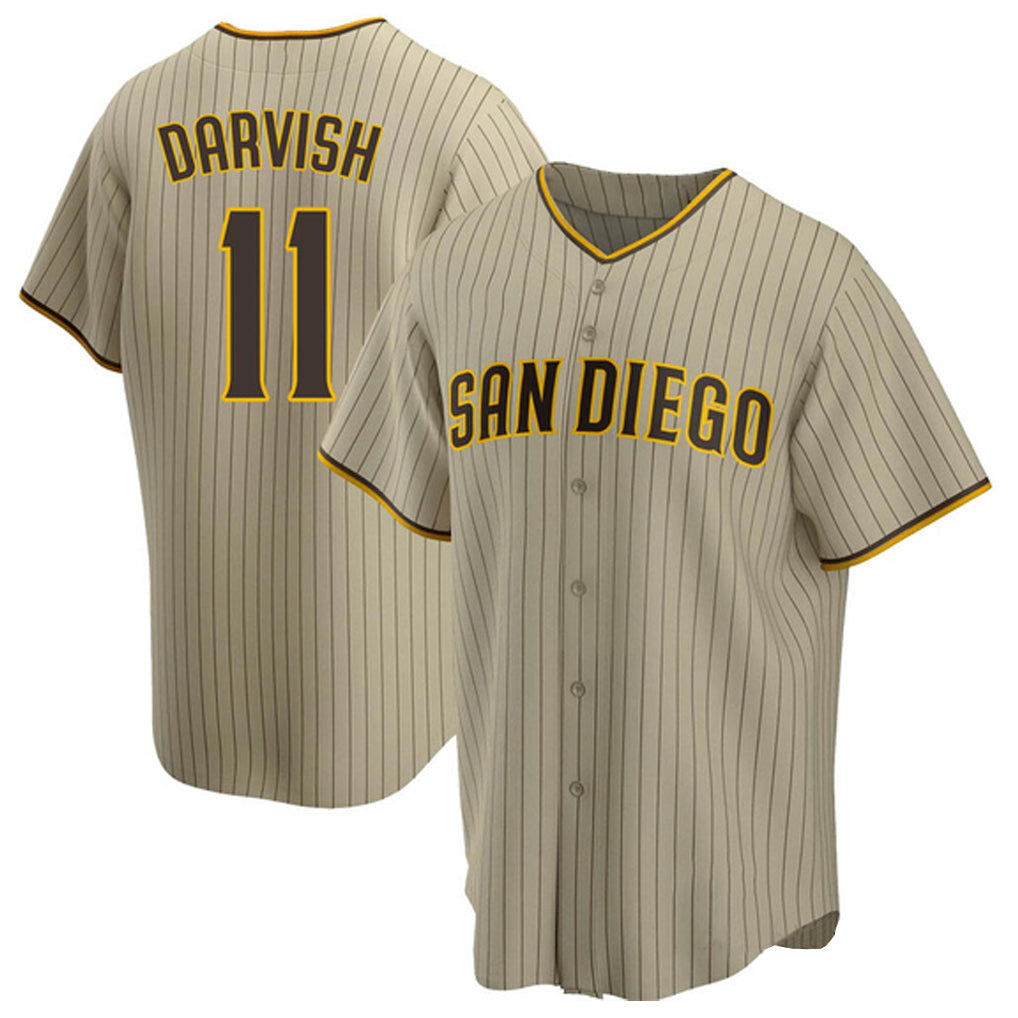 Jamed S.Diego Padres #11 Yu Darvish Player Khaki Home Game Stitched Jerseys