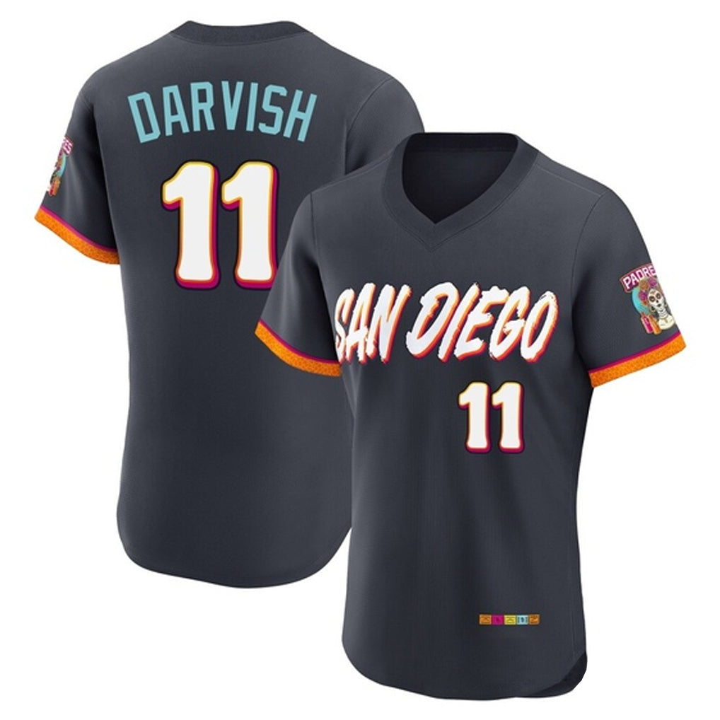 Jamed S.Diego Padres #11 Yu Darvish Player Obsidian 2026 City Connect Home Elite T-shirt Stitched Jerseys