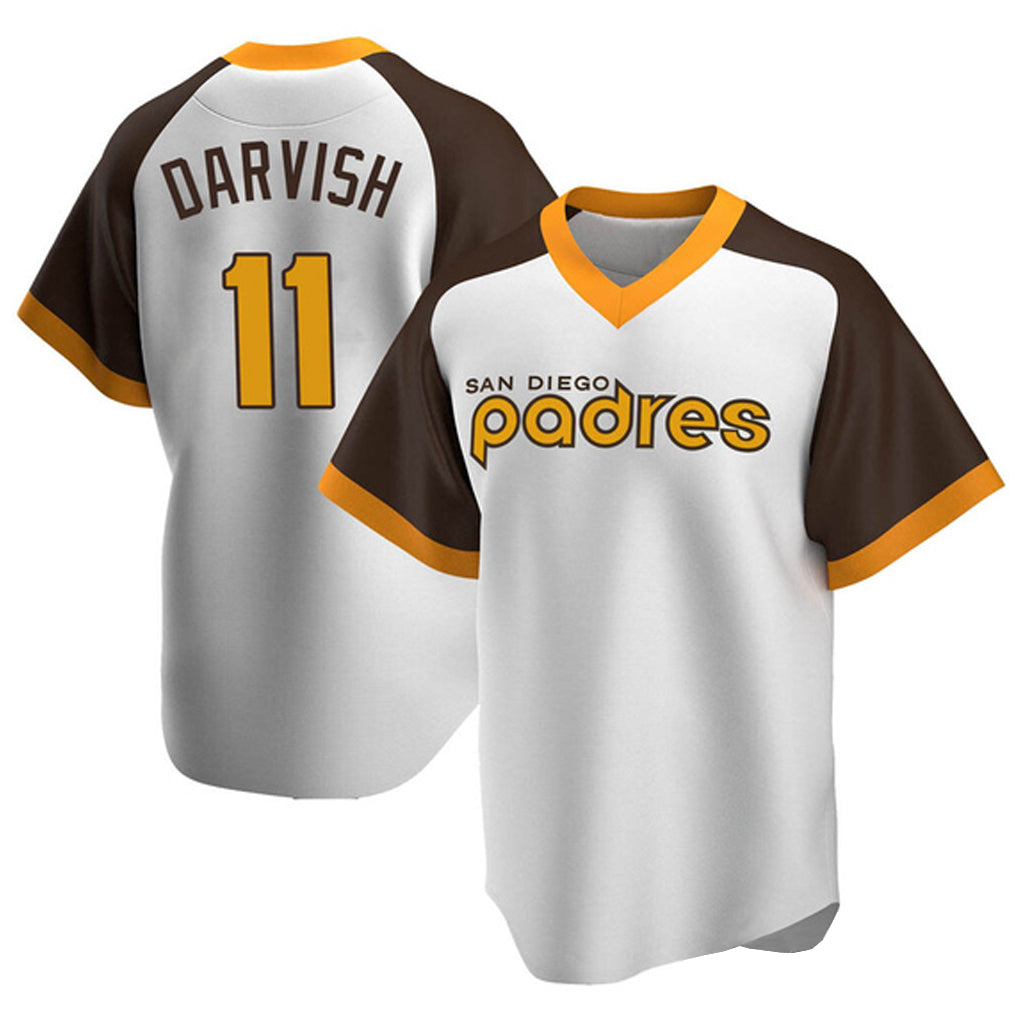 Jamed S.Diego Padres #11 Yu Darvish Player White Home Cooperstown Collection Replica Game Stitched Jerseys