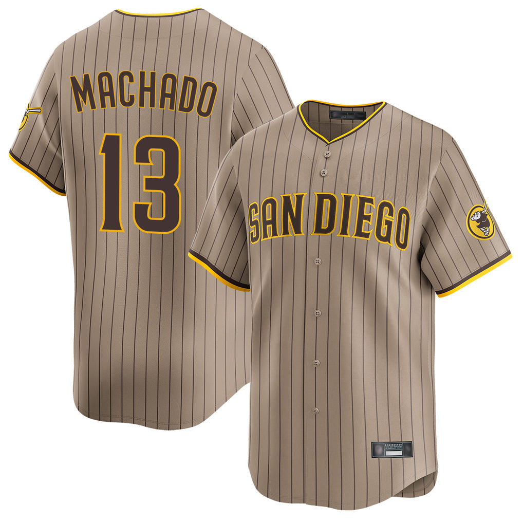 Jamed S.Diego Padres #13 Manny Machado Player Khaki Home Limited Stitched Jerseys