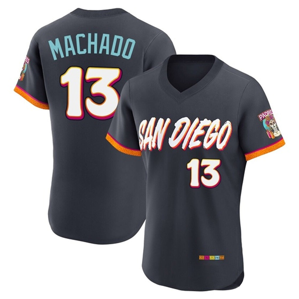 Jamed S.Diego Padres #13 Manny Machado Player Obsidian 2026 City Connect Home Elite T-shirt Stitched Jerseys