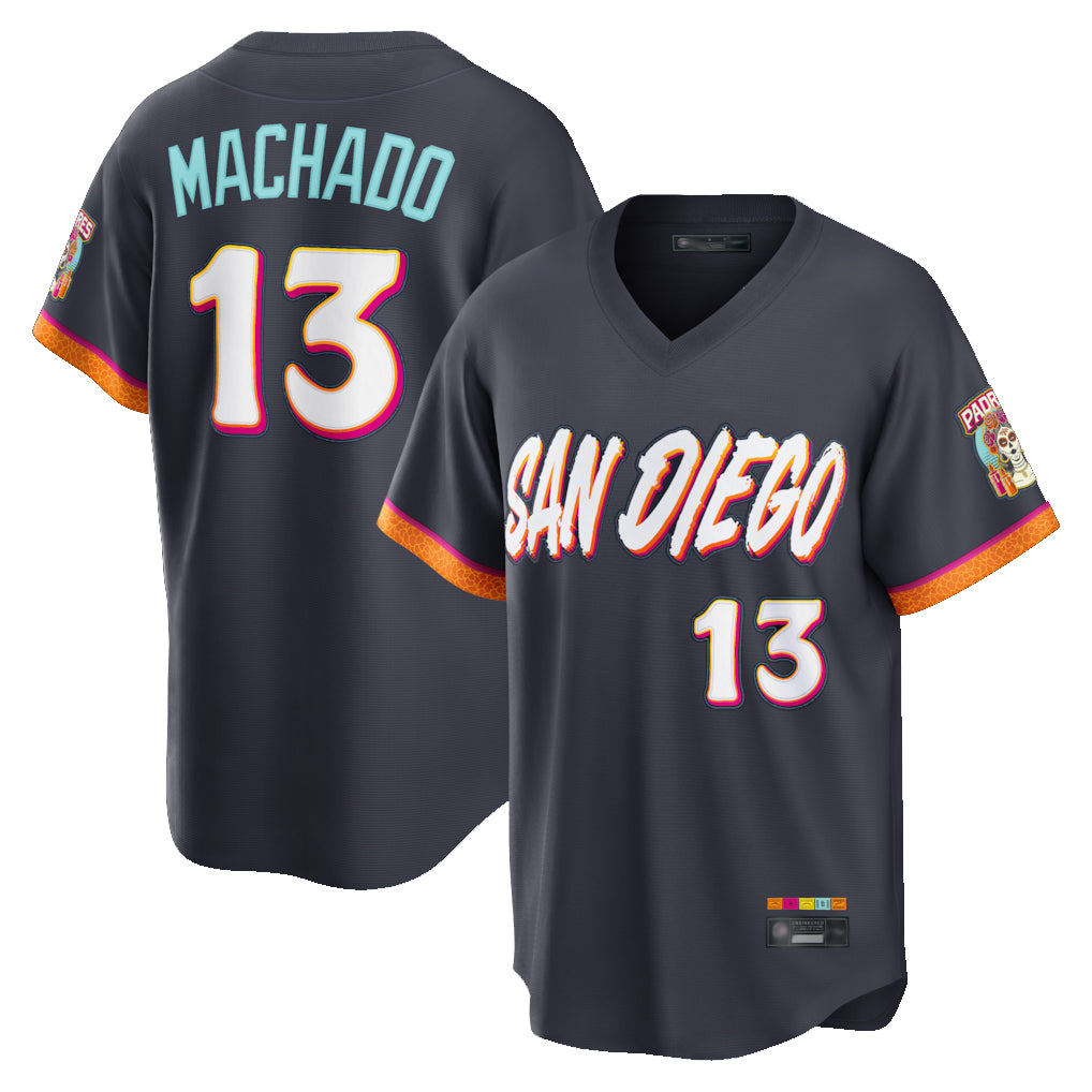 Jamed S.Diego Padres #13 Manny Machado Player Obsidian 2026 City Connect Home Game T-shirt Stitched Jerseys