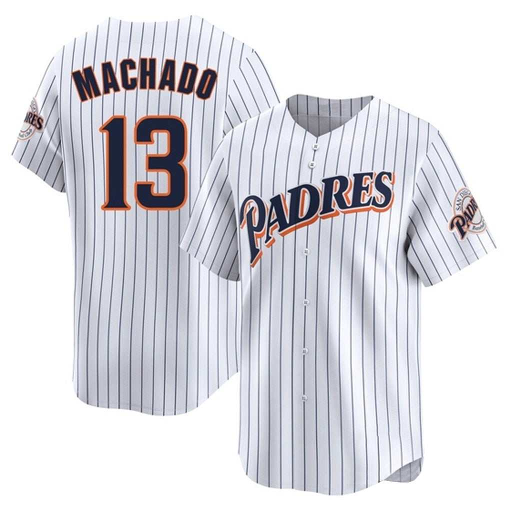 Jamed S.Diego Padres #13 Manny Machado Player White Cooperstown Collection Limited Home Stitched Jerseys