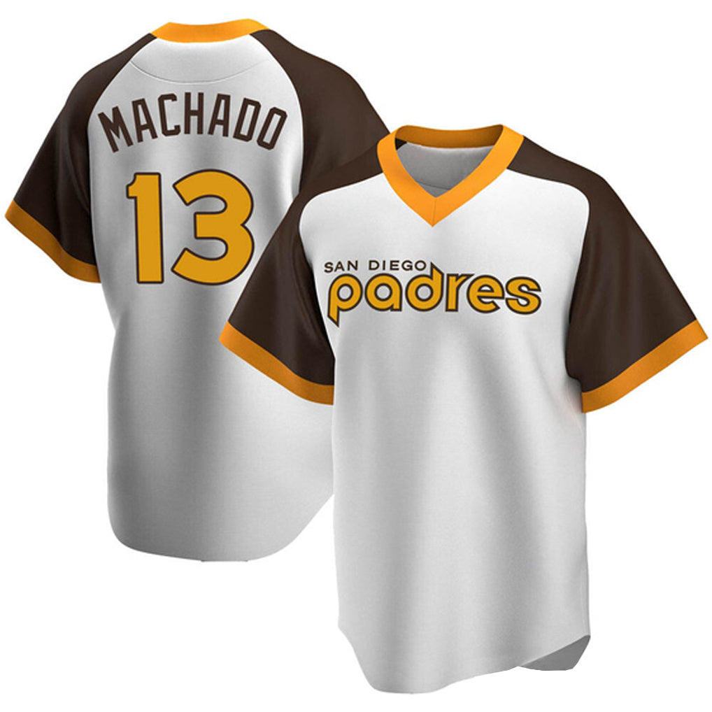 Jamed S.Diego Padres #13 Manny Machado Player White Home Cooperstown Collection Replica Game Stitched Jerseys