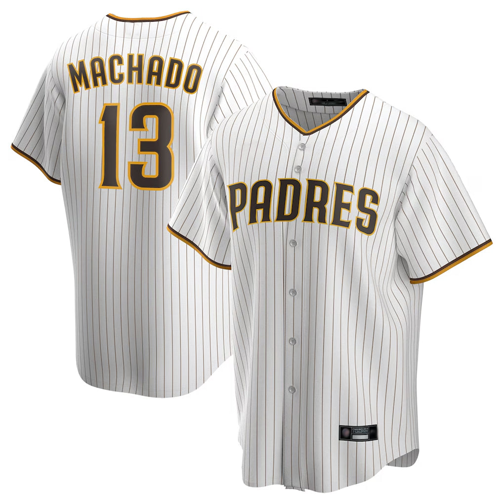 Jamed S.Diego Padres #13 Manny Machado Player White Home Game Stitched Jerseys