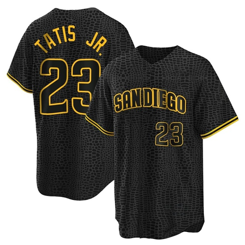 Jamed S.Diego Padres #23 Fernando Tatis Jr Player Black Snake Skin City Home Game Stitched Jersey