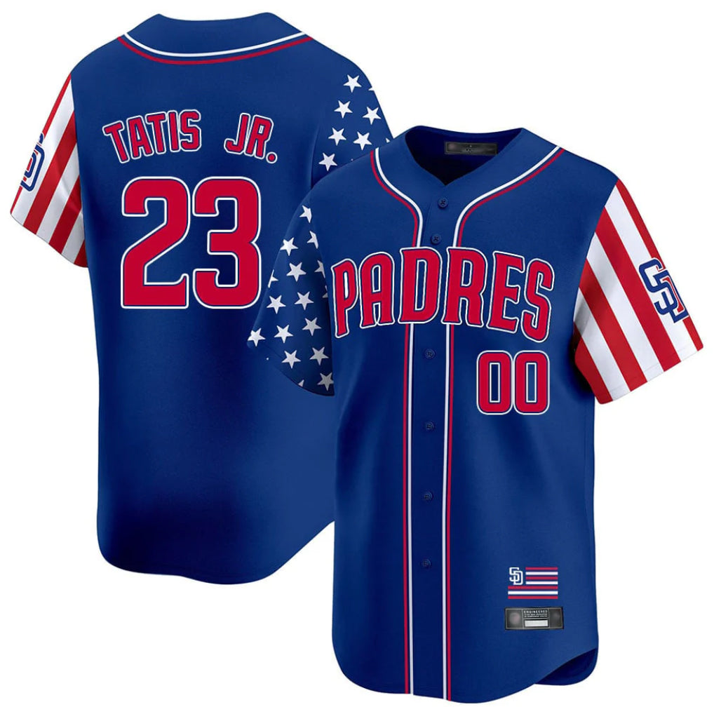 Jamed S.Diego Padres #23 Fernando Tatis Jr Player Royal Independence Day Home Limited Stitched Jerseys