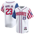 Jamed S.Diego Padres #23 Fernando Tatis Jr Player White Independence Day Home Limited Stitched Jerseys