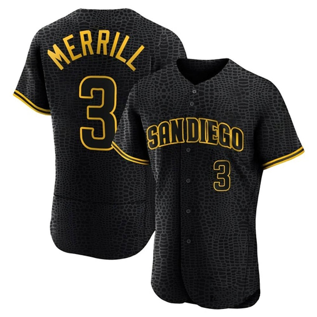 Jamed S.Diego Padres #3 Jackson Merrill Player Black Snake Skin City Home Limited Elite Stitched Jerseys