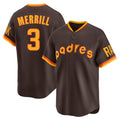 Jamed S.Diego Padres #3 Jackson Merrill Player Brown Home Cooperstown Collection Replica Game Stitched Jerseys
