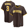 Jamed S.Diego Padres #3 Jackson Merrill Player Brown Home Game Stitched Jerseys