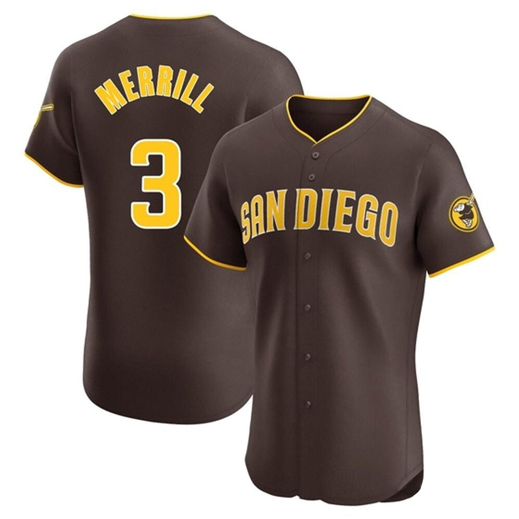 Jamed S.Diego Padres #3 Jackson Merrill Player Brown Home Limited Elite Stitched Jerseys