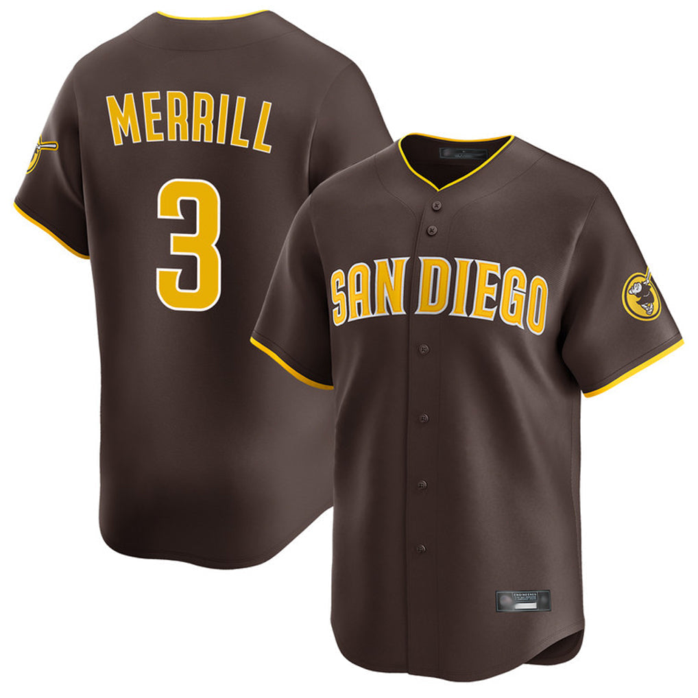 Jamed S.Diego Padres #3 Jackson Merrill Player Brown Home Limited Stitched Jerseys