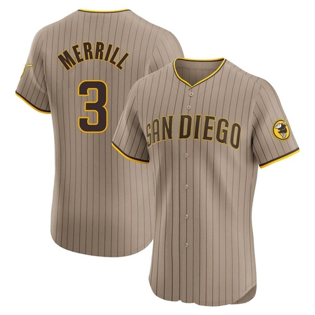 Jamed S.Diego Padres #3 Jackson Merrill Player Khaki Home Limited Elite Stitched Jerseys