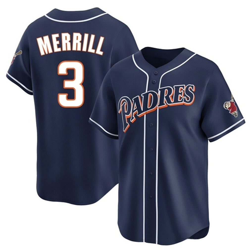 Jamed S.Diego Padres #3 Jackson Merrill Player Navy Cooperstown Collection Limited Home Stitched Jerseys