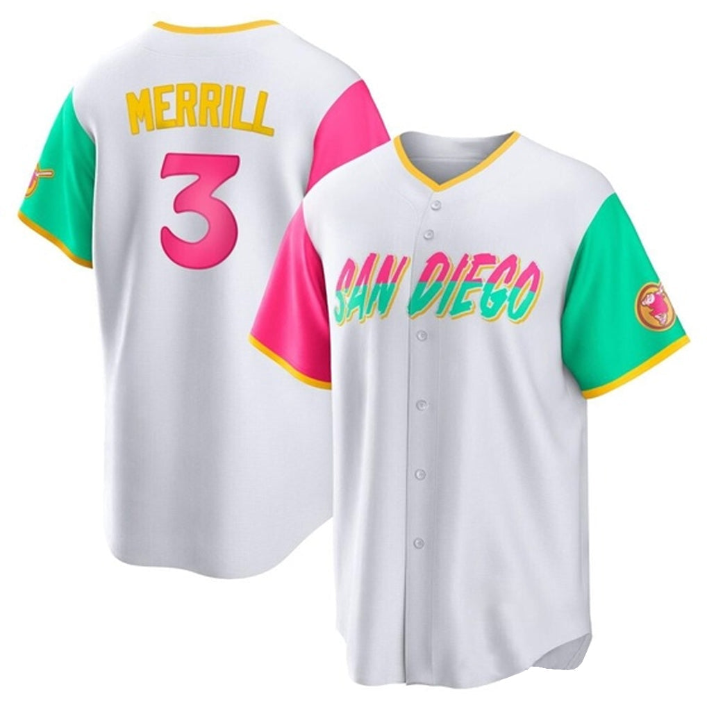 Jamed S.Diego Padres #3 Jackson Merrill Player White City Connect Home Game Stitched Jerseys