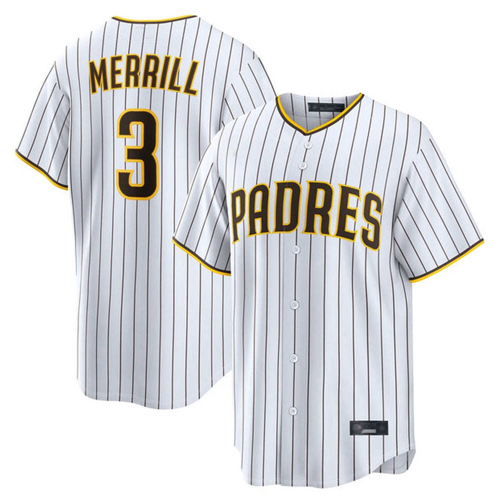 Jamed S.Diego Padres #3 Jackson Merrill Player White Cooperstown Collection Home Game Stitched Jerseys