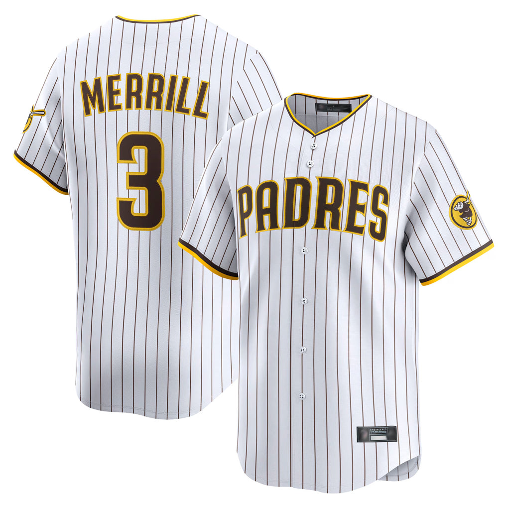 Jamed S.Diego Padres #3 Jackson Merrill Player White Home Limited Stitched Jerseys